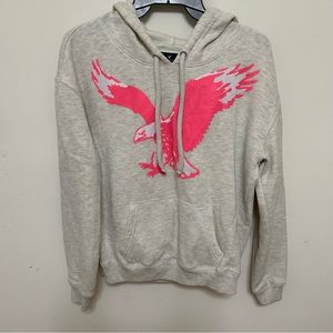 American eagle vintage hoodie light grey colour size medium iconic logo pink